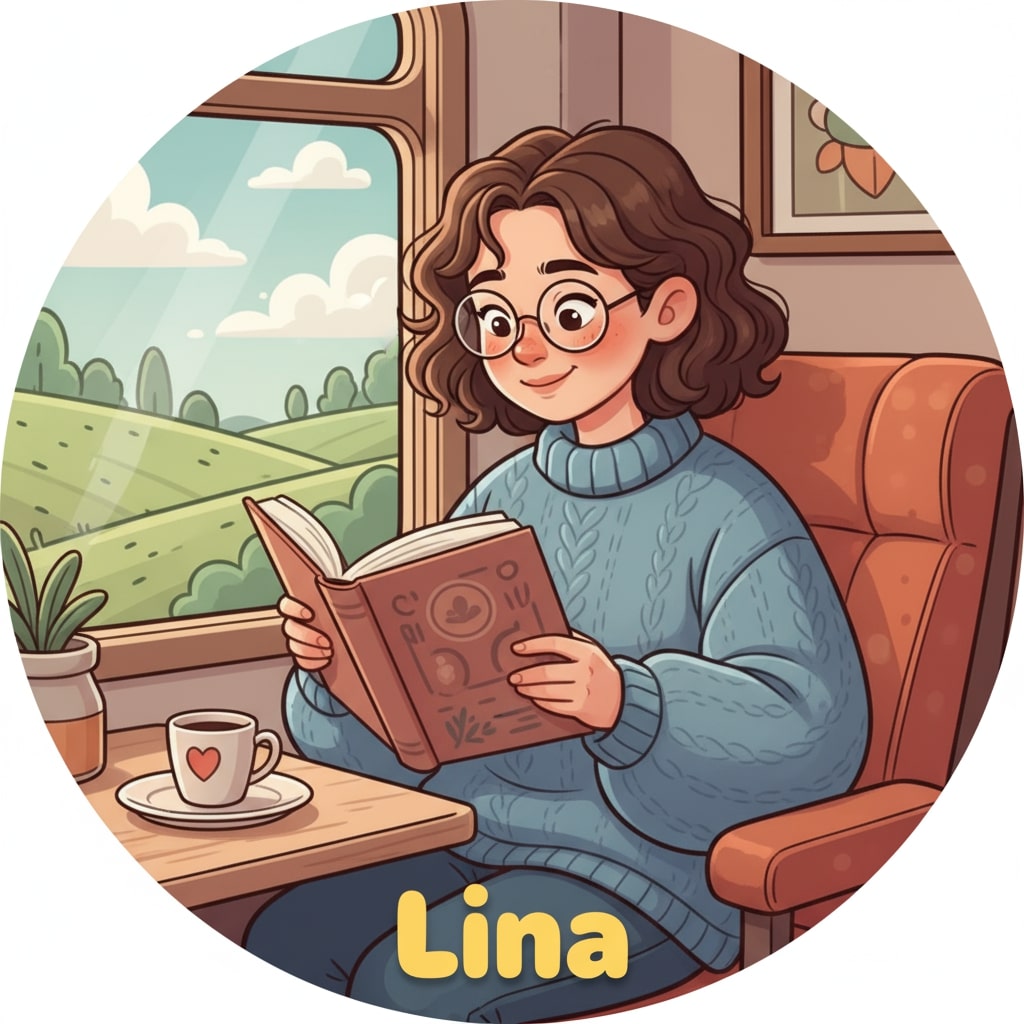 Avatar of Lina — reading on a train