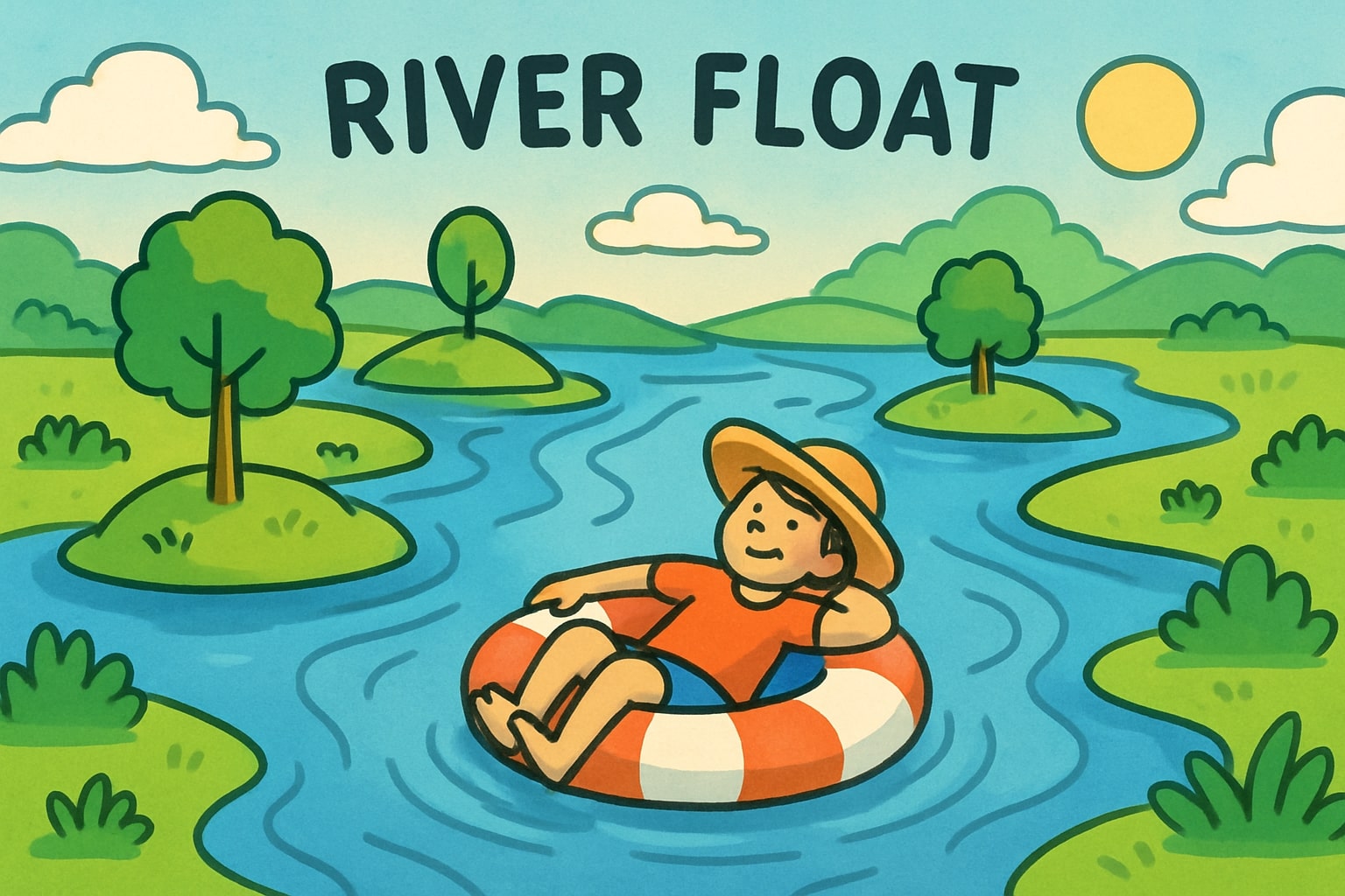 Tiny islets across a mellow river