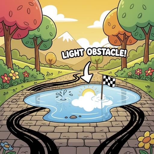 Shallow puddle on the lane