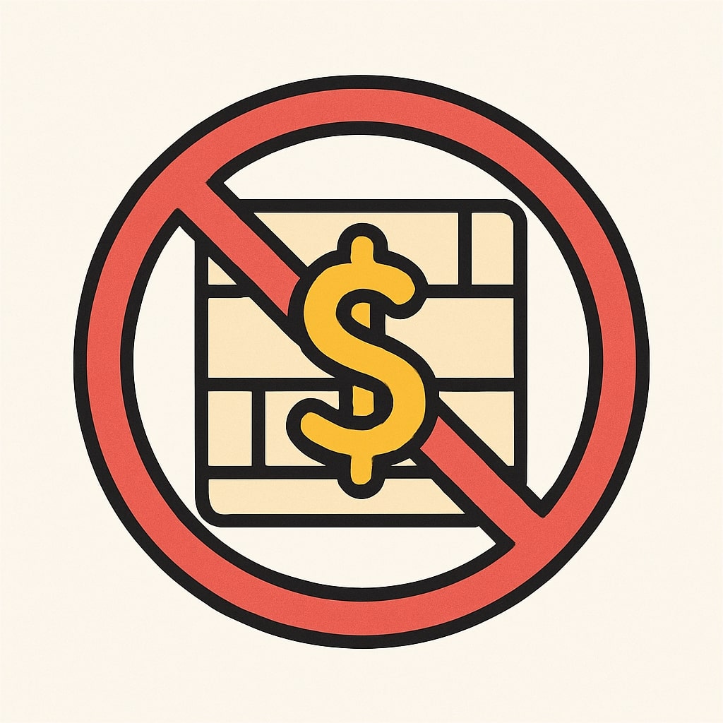 Icon showing a crossed paywall symbol