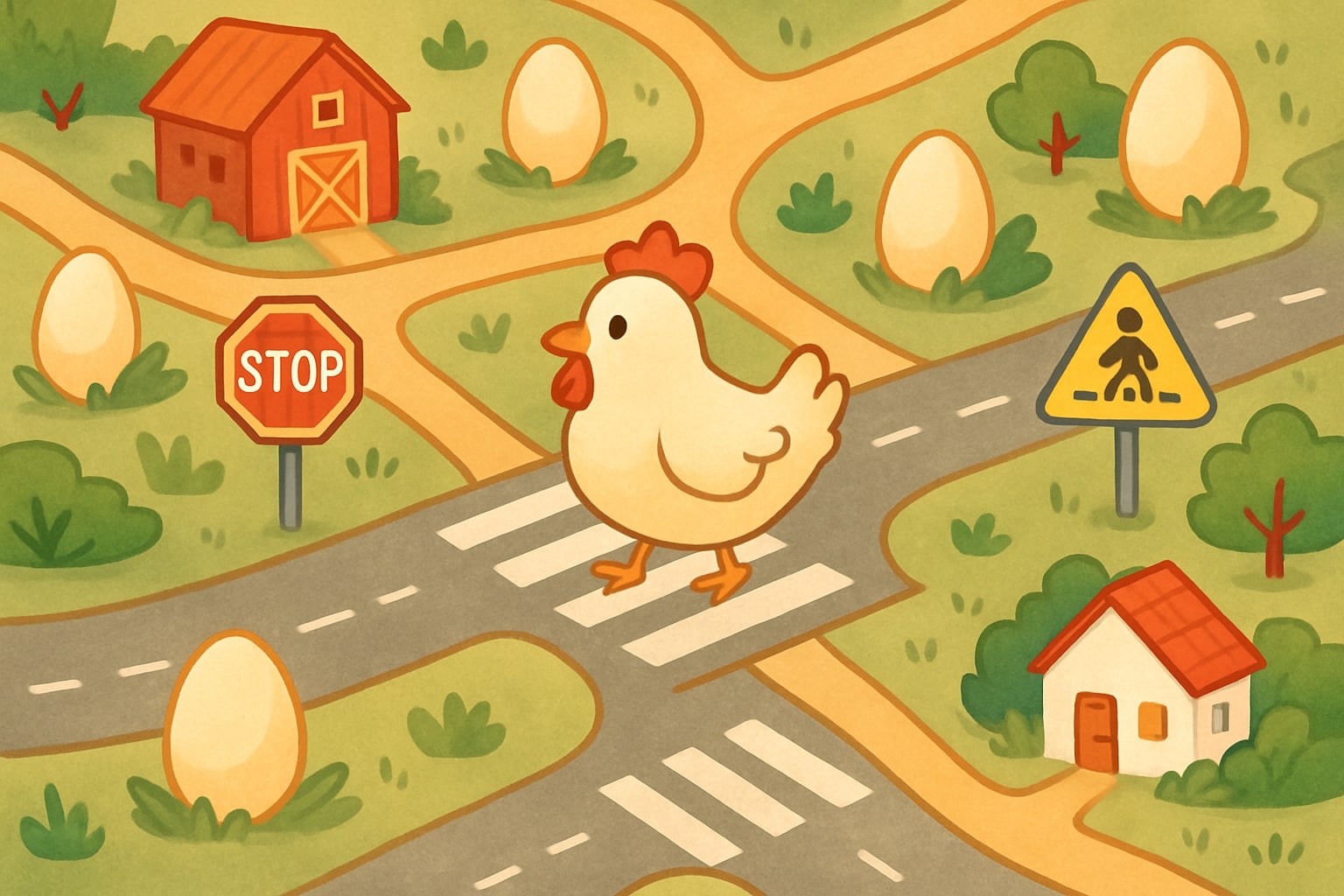 Illustration: yolkway map with safe crossings