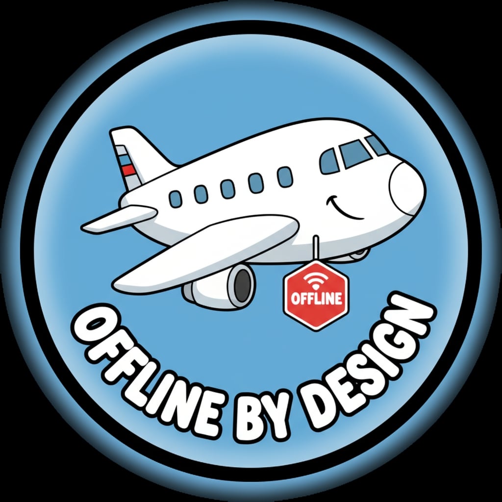 Airplane with a small offline sign