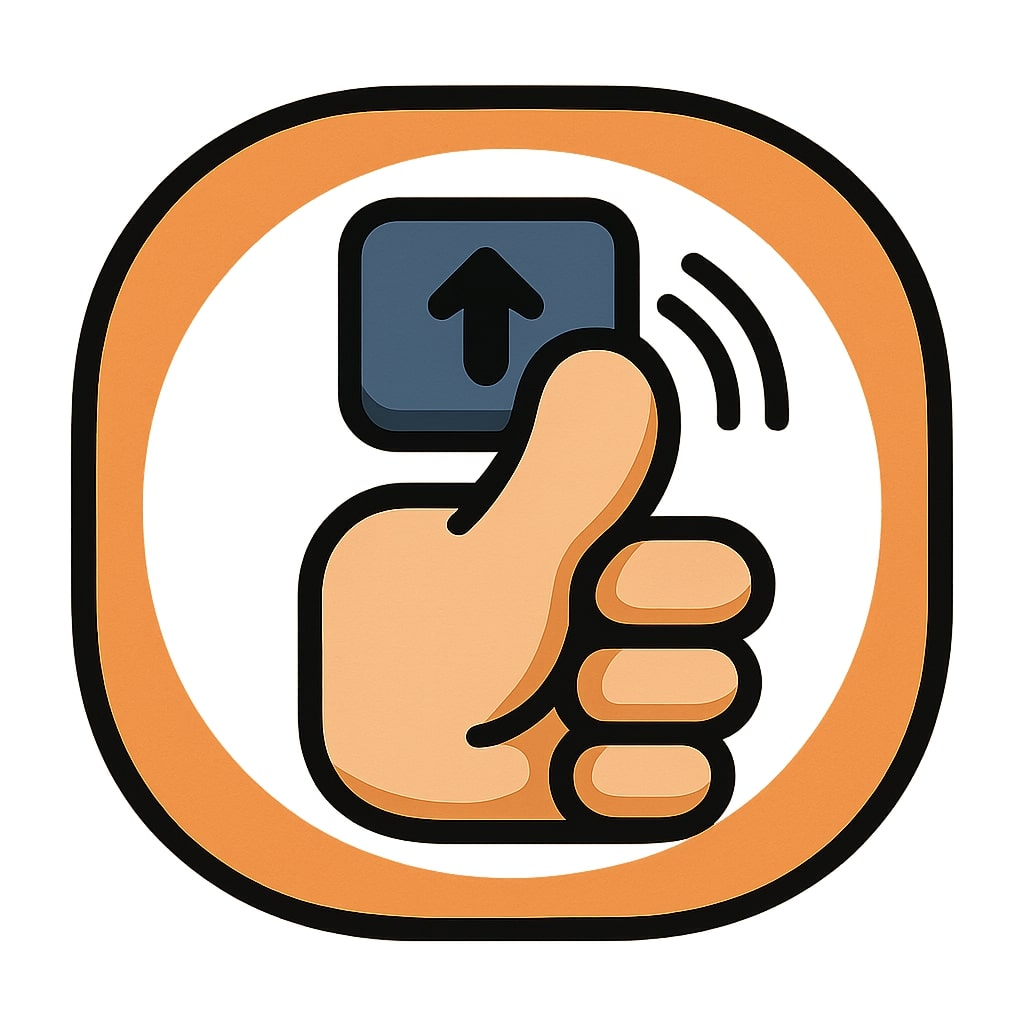 One-thumb control icon in a rounded badge