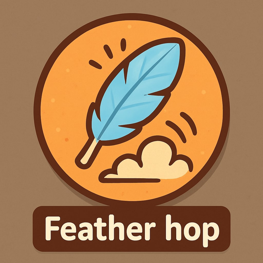 Feather badge indicating lighter jumps